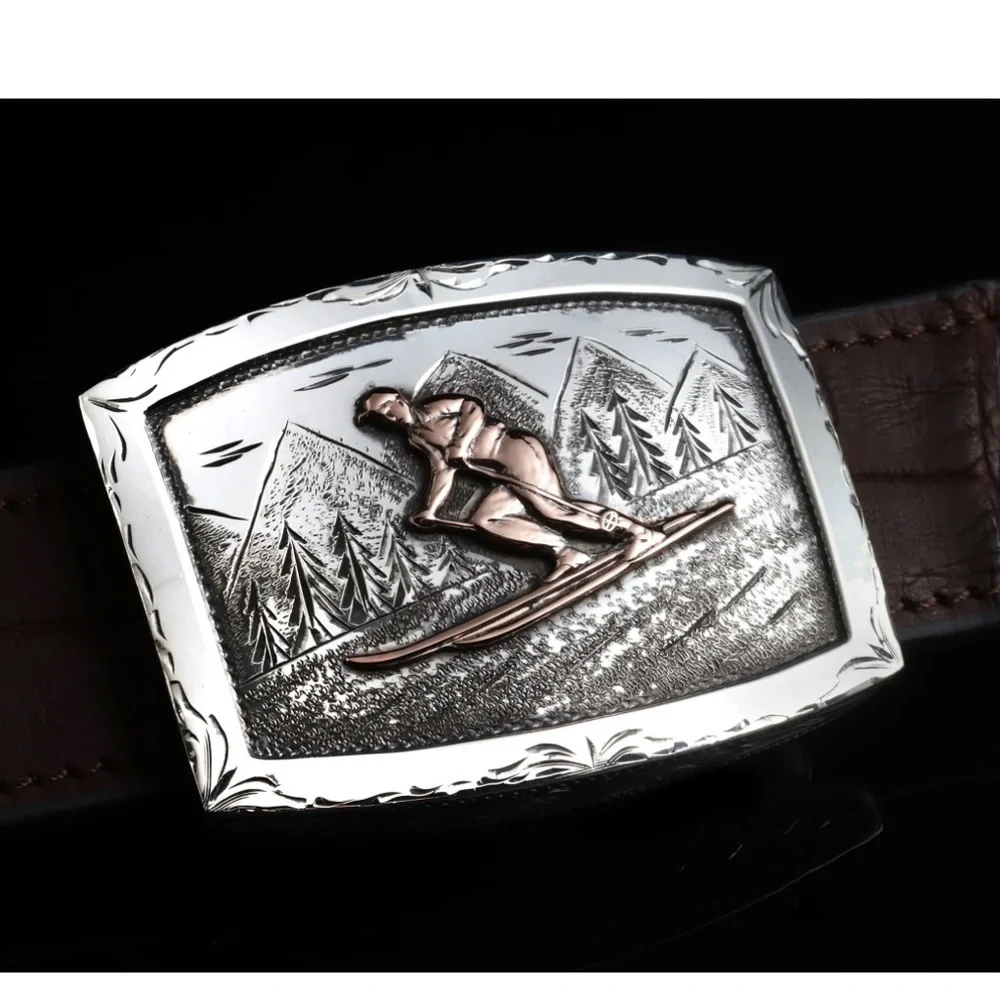 Comstock Heritage Preston B Skier SS Buckle Black Bison Belt Size 42